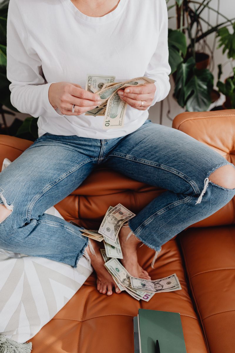 lady counting money