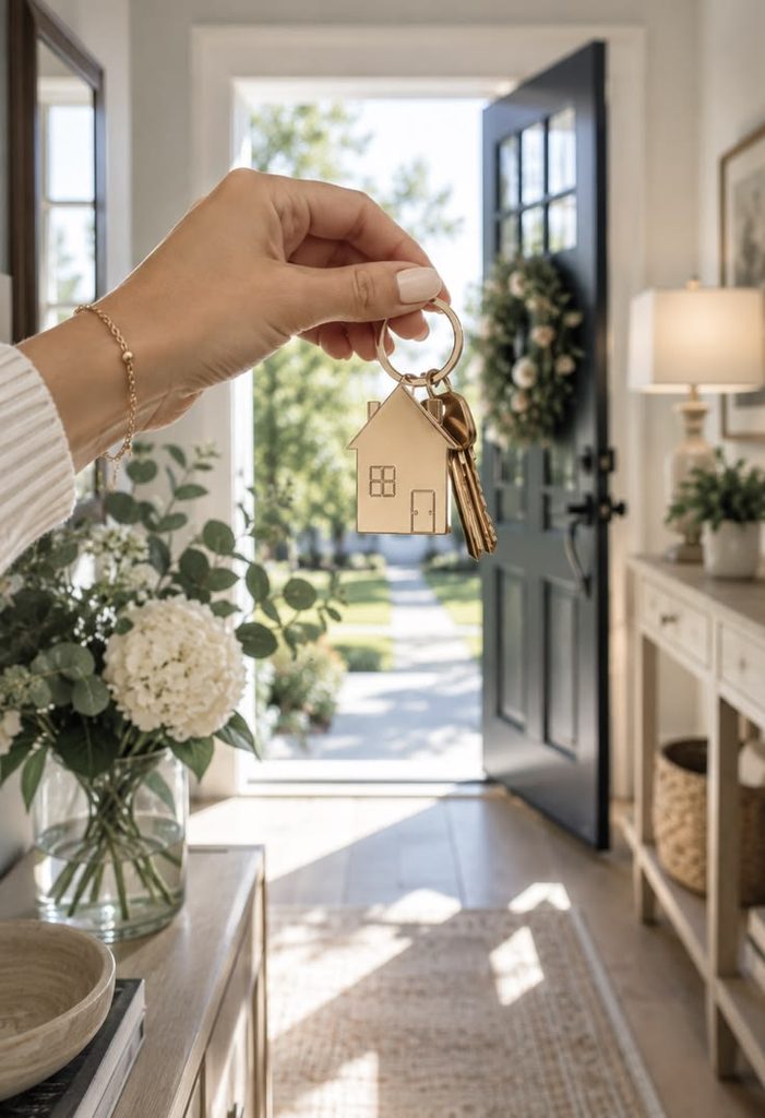 a lady with a house key