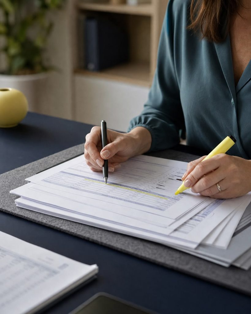a person reviewing documents