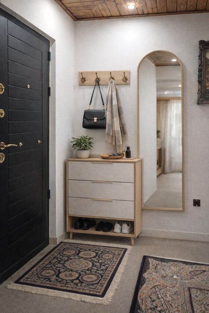 a landing spot near the door