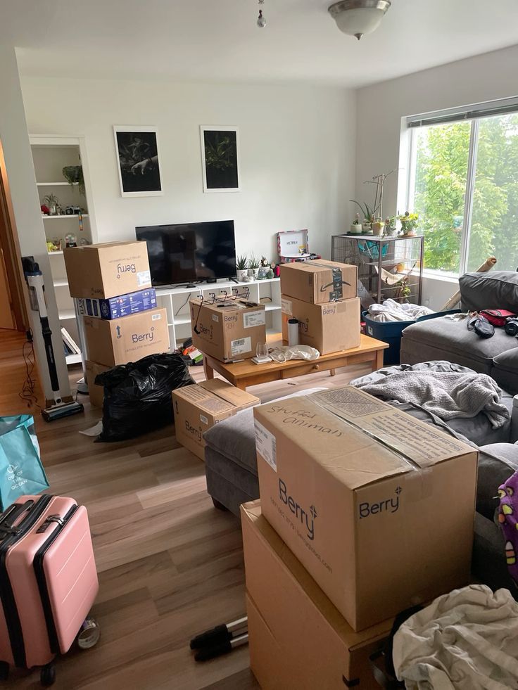 boxes in a new apartment