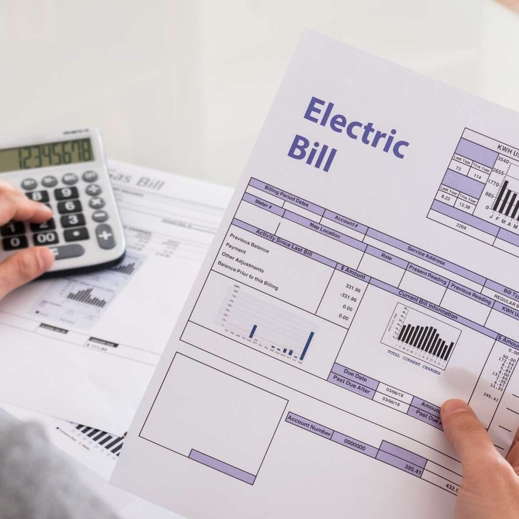 an electricity bill as regards to things to include in your first monthly budget