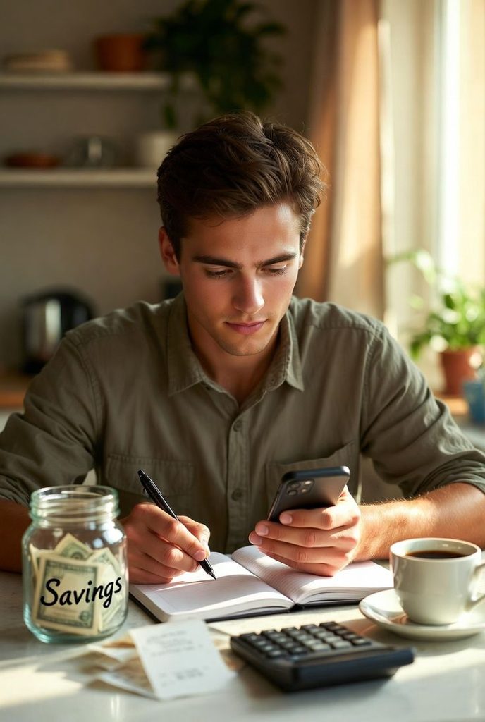 A person reviewing their previous spending and writing down better financial decisions for the future.