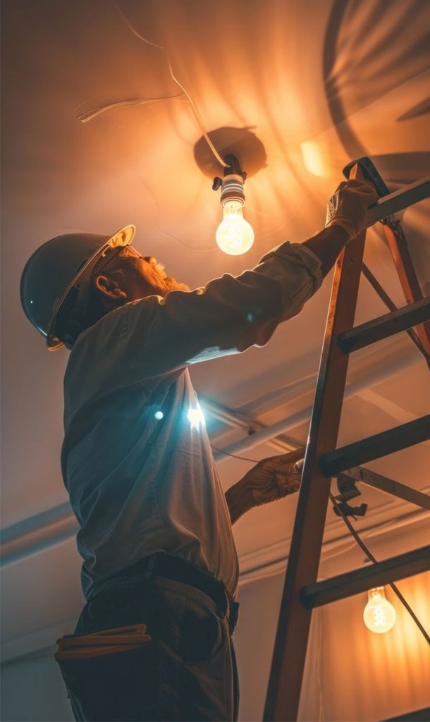 an electrician working on the light as regards to expenses to budget for when living alone