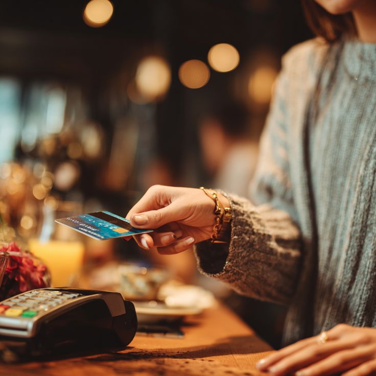 adult making payment with a credit card