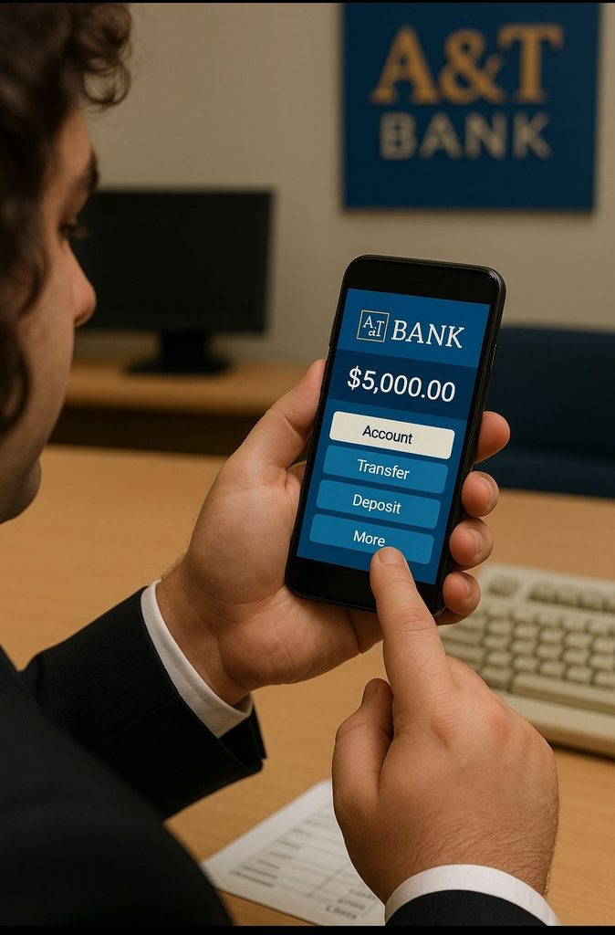 someone on the phone bank app
