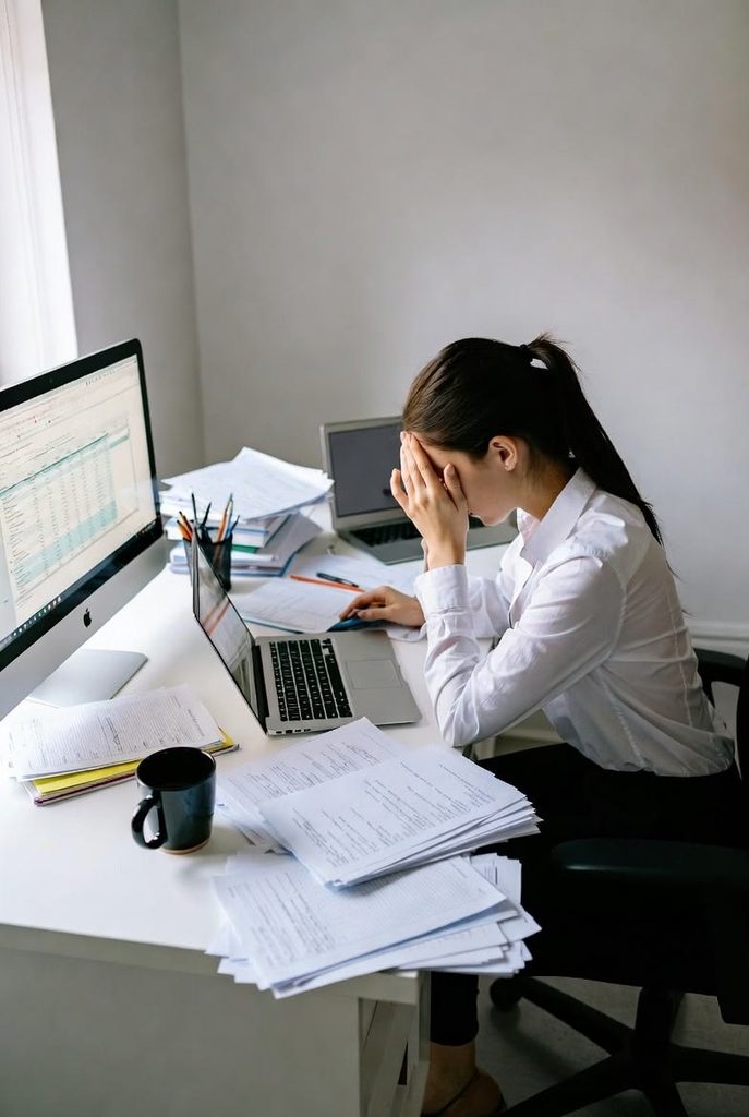 A person carefully rereading an email before sending it