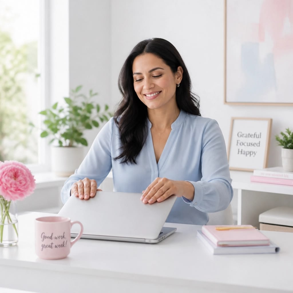 A thoughtful employee sitting calmly at a desk as regards to how to build healthy work habits