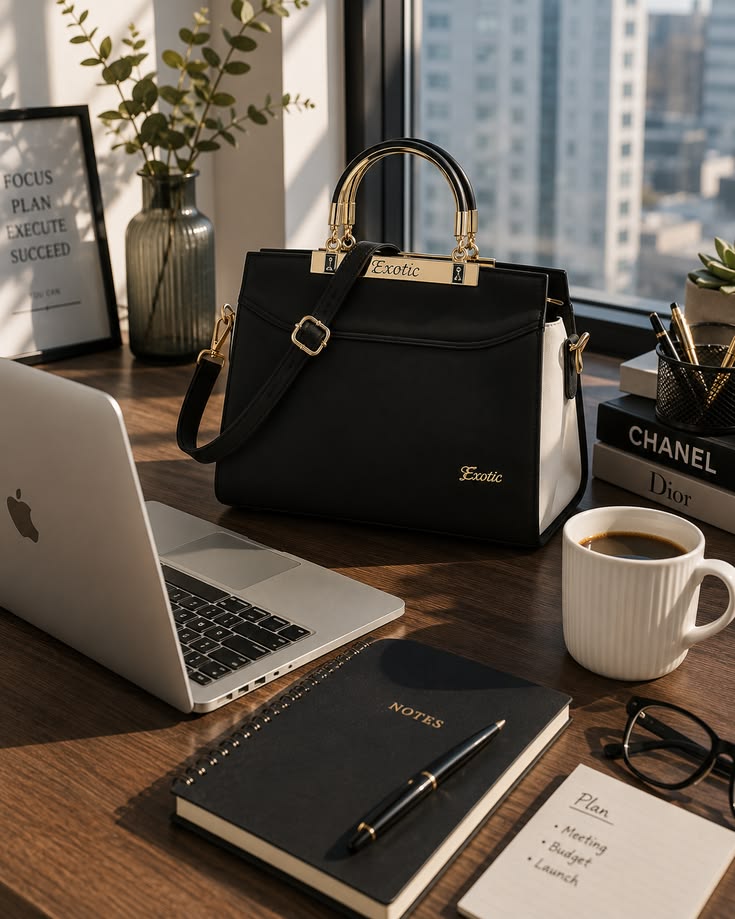 An interview-ready bag laid out