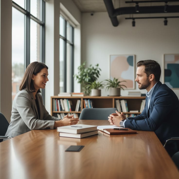 Employee talking honestly with manager office