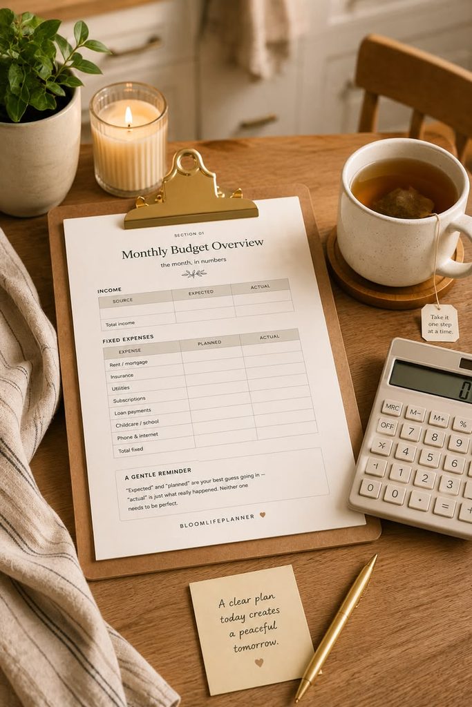 a printable monthly budget tracker
