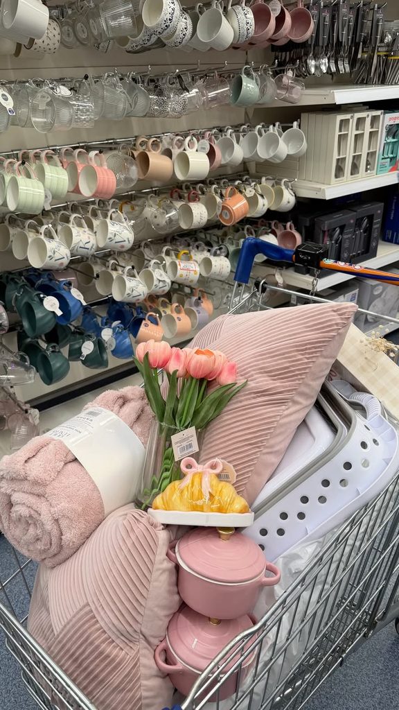 household shopping items in a cart