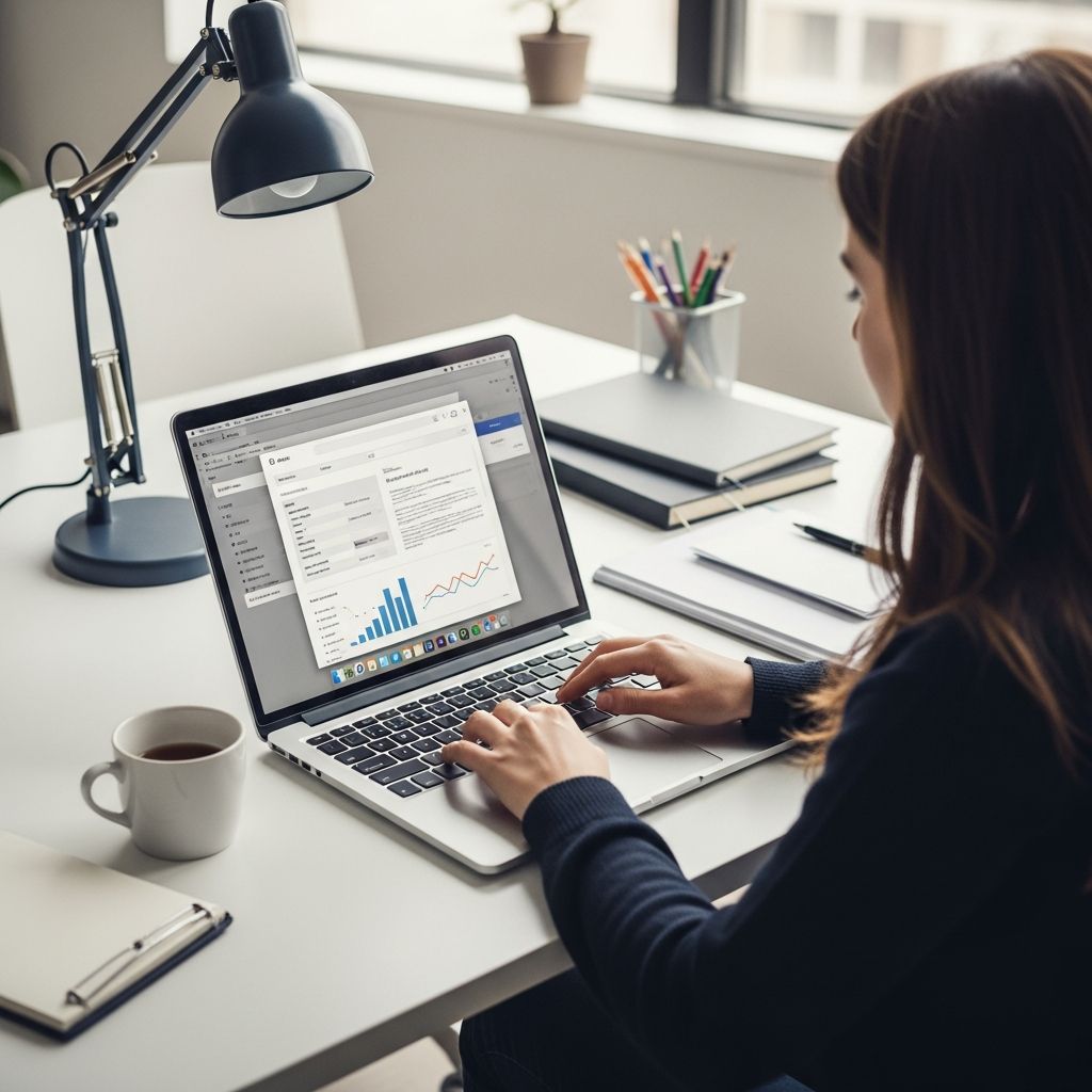 lady making a research  as regards to how to prepare for your first job interview
