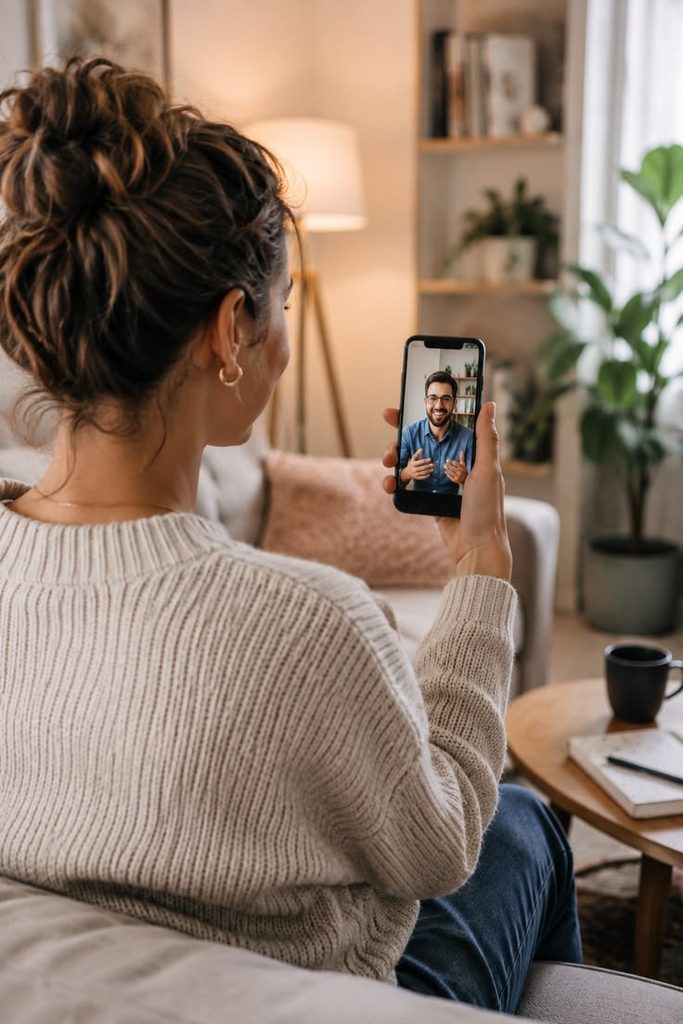 lady on a video call with someone