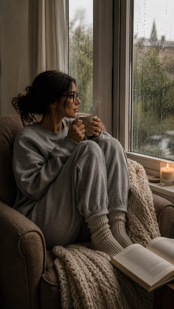 young adult relaxing alone at home