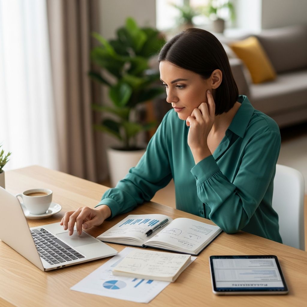 young professional reviewing her laptop carefully as regards to how to handle workplace mistakes professionally